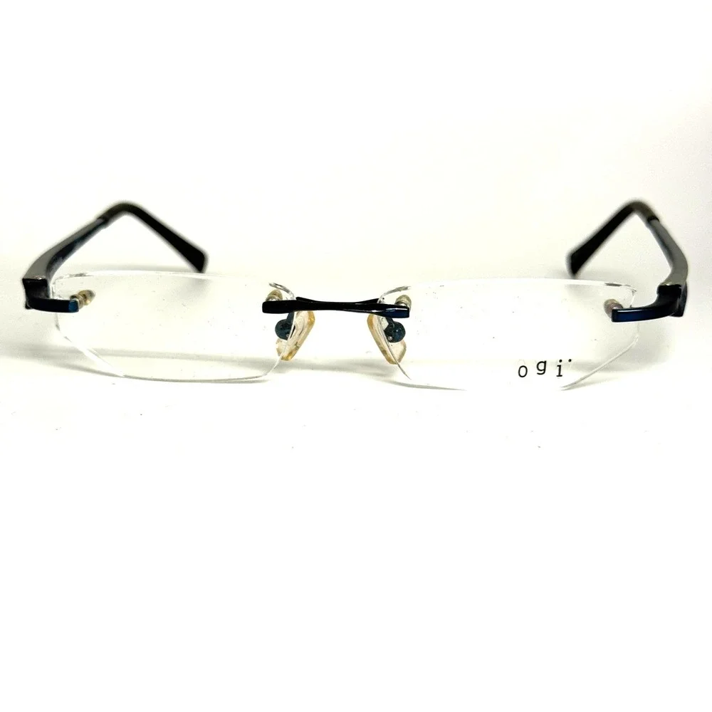 Ogi Eyewear Rimless Rectangular Frames‎ Mod 704 Col 70 Blue Black 50-18-140